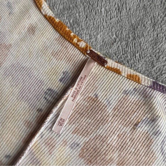 Free People Key To Your Heart Floral Slinky Ribbed Jersey Ruched Mini Dress XS - Picture 3 of 13